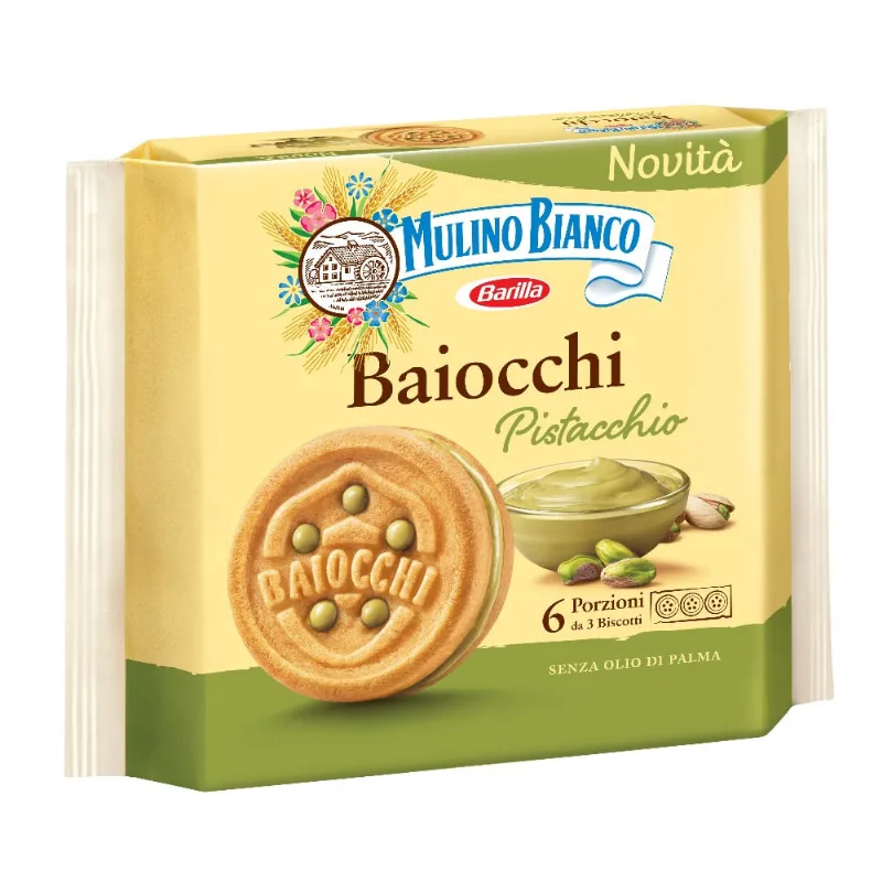 Biscoito Italiano Creme de Pistache Baiocchi Mulino Bianco 168g