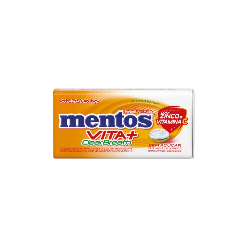 Pastilha Vita+ ClearBreath Laranja e Menta sem Açúcar Mentos 35g - Mentos - Mercearia