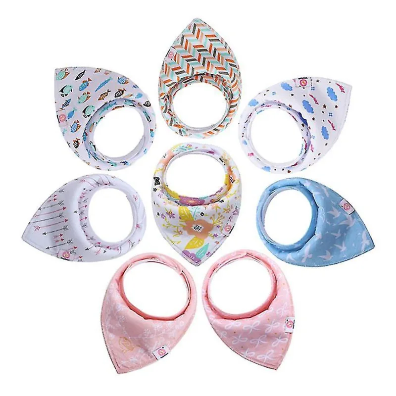 8pcs bebês infantis algodão bandana babiros bibs toalhas de dentição alimentando toalhas de saliva para recém -nascidos bebê (como mostrado)