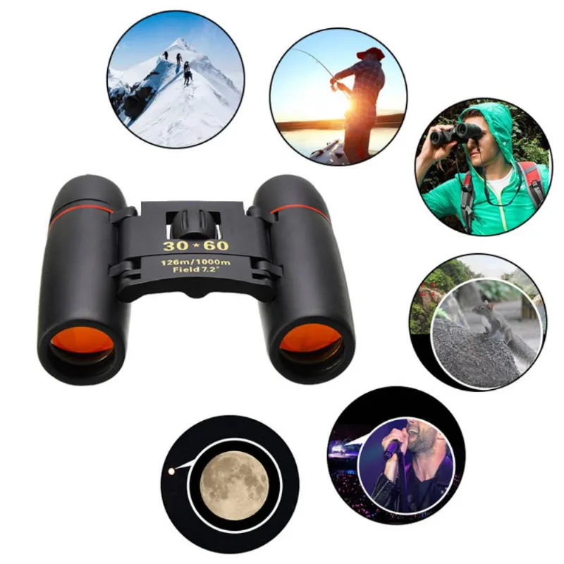 Telescópio 30x60, Mini Binoculars Revestidos Vermelhos Ao Ar Livre