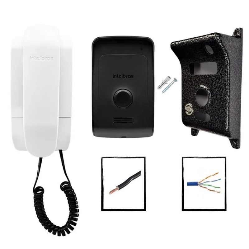 Kit Interfone Porteiro Ipr 1010 Intelbras Cabo E Protetor