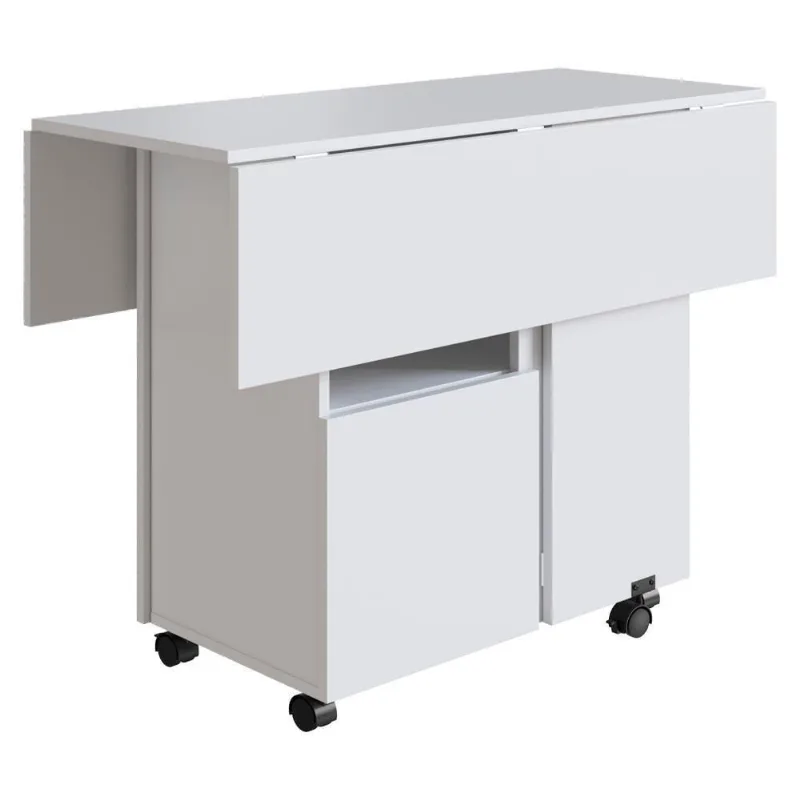 Mesa Dobrável B50 Quadrada MDP 90x90cm Branco com Prateleira Interna Nova Mobile