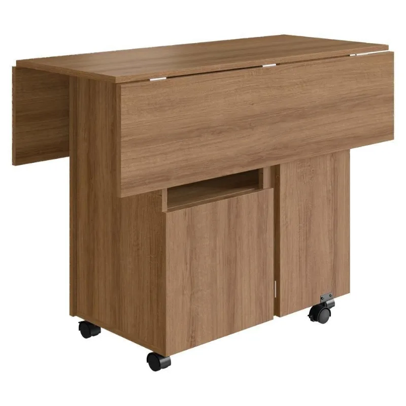 Mesa Dobrável B50 Quadrada MDP 90x90cm Mel com Prateleira Interna Nova Mobile