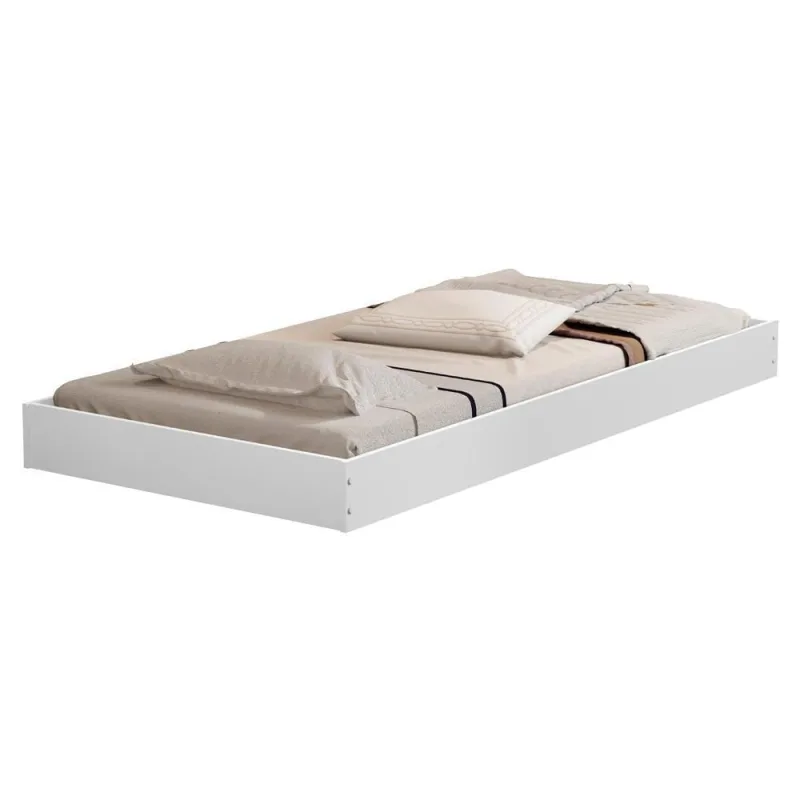 Cama Auxiliar Solteiro Mili Rodízios MDF Branco Milani Movelaria - OUTRAS - Cama, Mesa E Banho