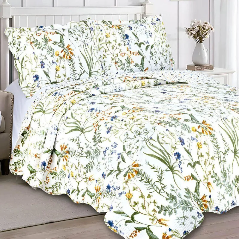 Kit Colcha King 3 Peças Camesa Garden Floral
