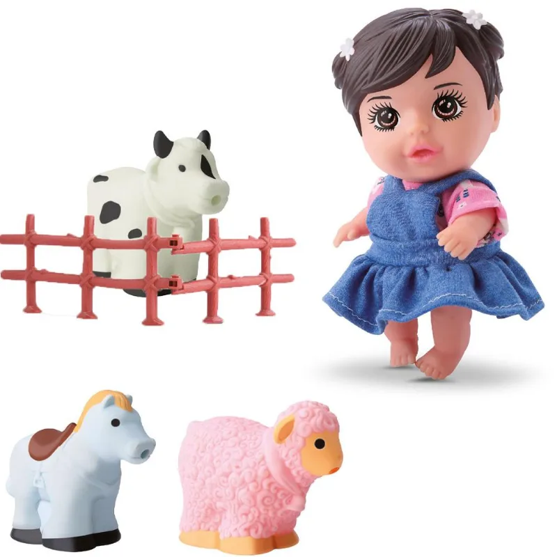 Boneca Mini Bee Hugs Farm Morena Com Bichinhos Bee Toys 0979 3+