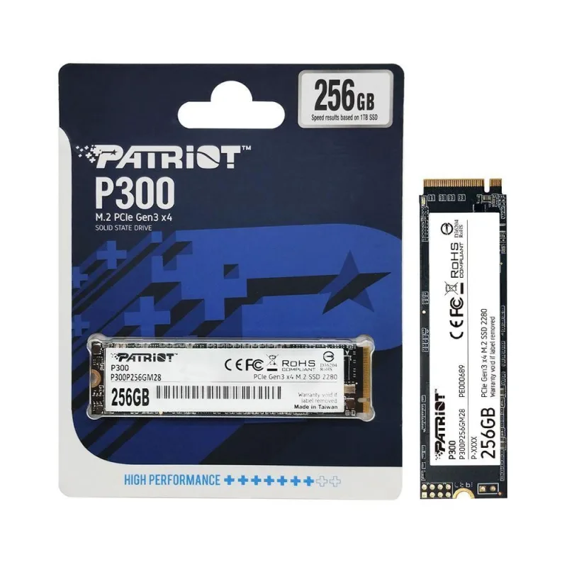 Ssd 256gb Patriot P300, M.2 2280 Pcie 3x4 Nvme 1.3, Leitura 1700mb/s, Grav. 1100mb/s - P300p256gm28 - Patriot - Agro