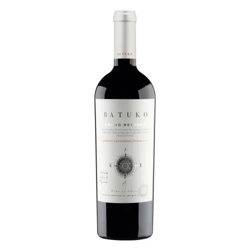 VINHO CHILENO TINTO SECO GRAND RESERVE BATUKO CABERNET SAUVIGNON SYRAH VALLE DEL MAULE GARRAFA 750ML - BATUKO