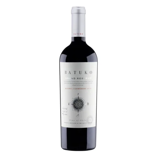 VINHO CHILENO TINTO SECO GRAND RESERVE BATUKO MALBEC CARMÉNÈRE VALLE DE CURIC GARRAFA 750ML - BATUKO
