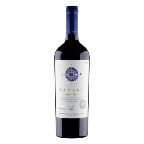 VINHO CHILENO TINTO MEIO SECO RESERVE COLLECTION BATUKO CARMÉNÈRE VALLE DE CURIC GARRAFA 750ML - BATUKO