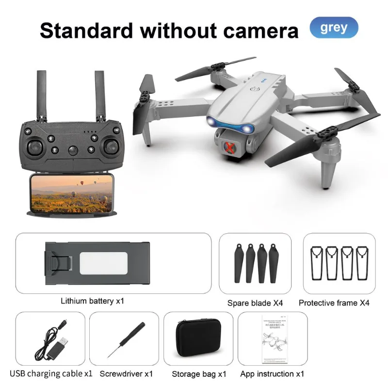 Drone Brinquedo Infantil Controle Remoto Sem Câmera - Cinza