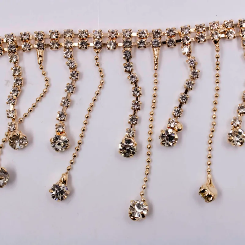 ROLO FRANJA DE STRASS 5CM EM ACRILICO COM 4,5 METROS 073 - Dourado
