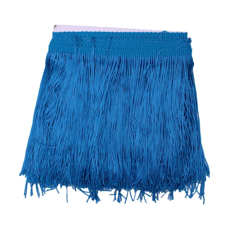 Franja de Fios 20CM em Poliester com 09 Metros Azul Turquesa Claro