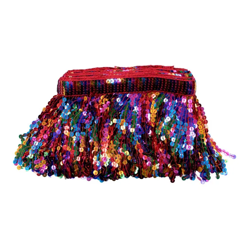 Franja De Paete 15Cm Multicolorida Com 4,5 Metros 830 - Vermelho Colorido