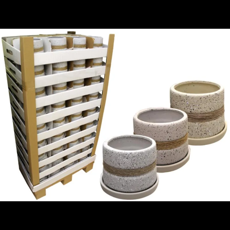 Vaso Cachepot em Cerâmica 12cm Granilite C/Sisal Hasiera