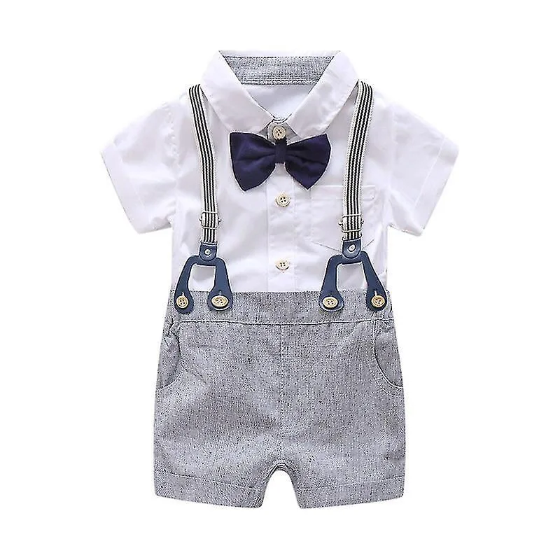 Roupas de batismo para meninos com shorts de linho em gravata borboleta 1 Conjunto 3 pcs Tamanho: 90 (12-24 meses) - Não Disponível - Moda