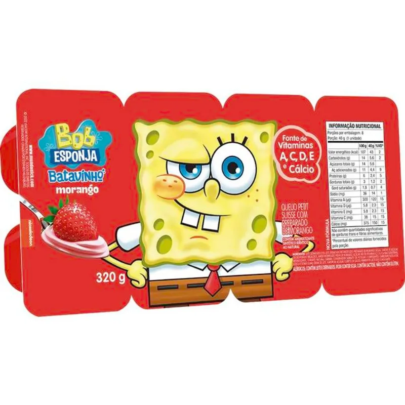 Petit Suisse Bob Esponja Morango 320g