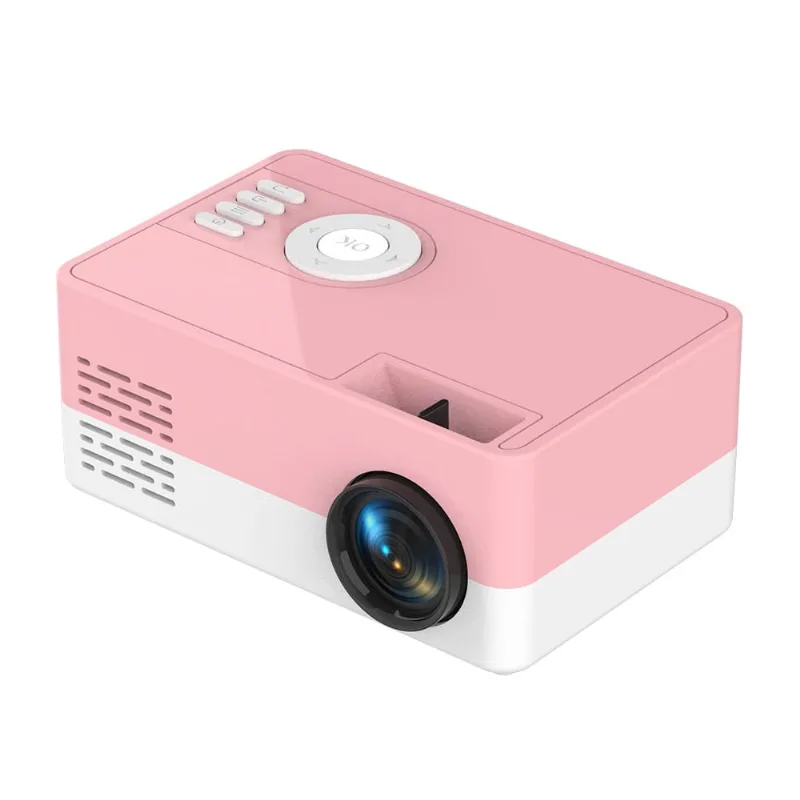 O mini projetor suporta 1080P hdmi USB (rosa)