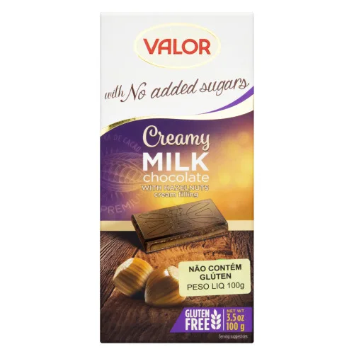 CHOCOLATE AO LEITE CREME AVELA 100G VALOR CHOCOLATES - VALOR