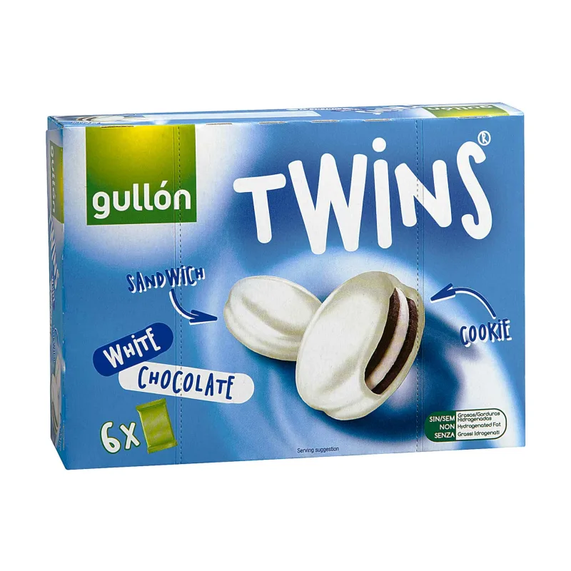 Biscoito Recheado com Cobertura de Chocolate Branco Twins Gullón 252g - Gullón - Mercearia