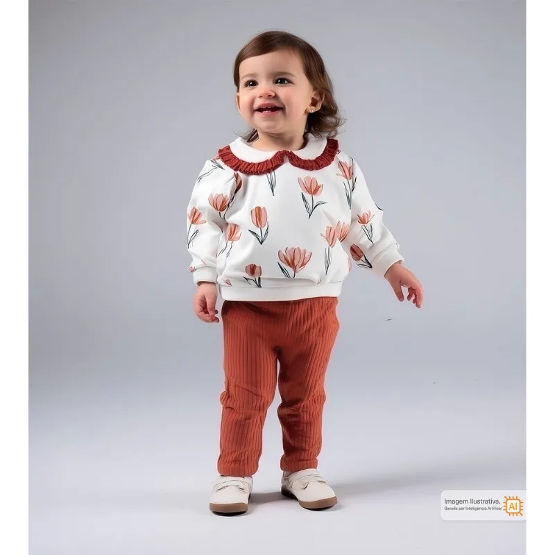 Conjunto Moletinho Tulipas Branco - G