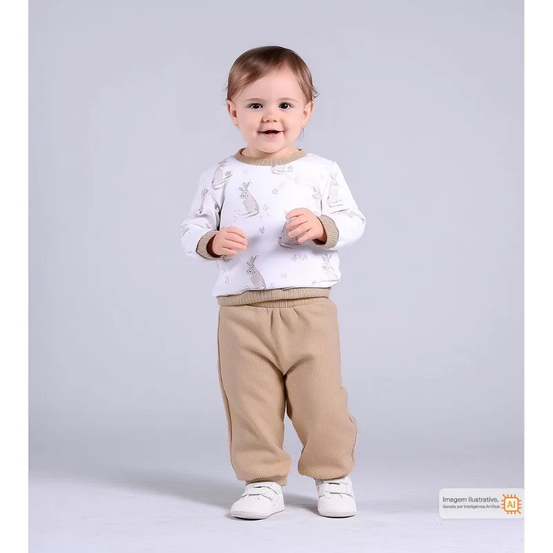 Conjunto Plush Canguru Bege - G