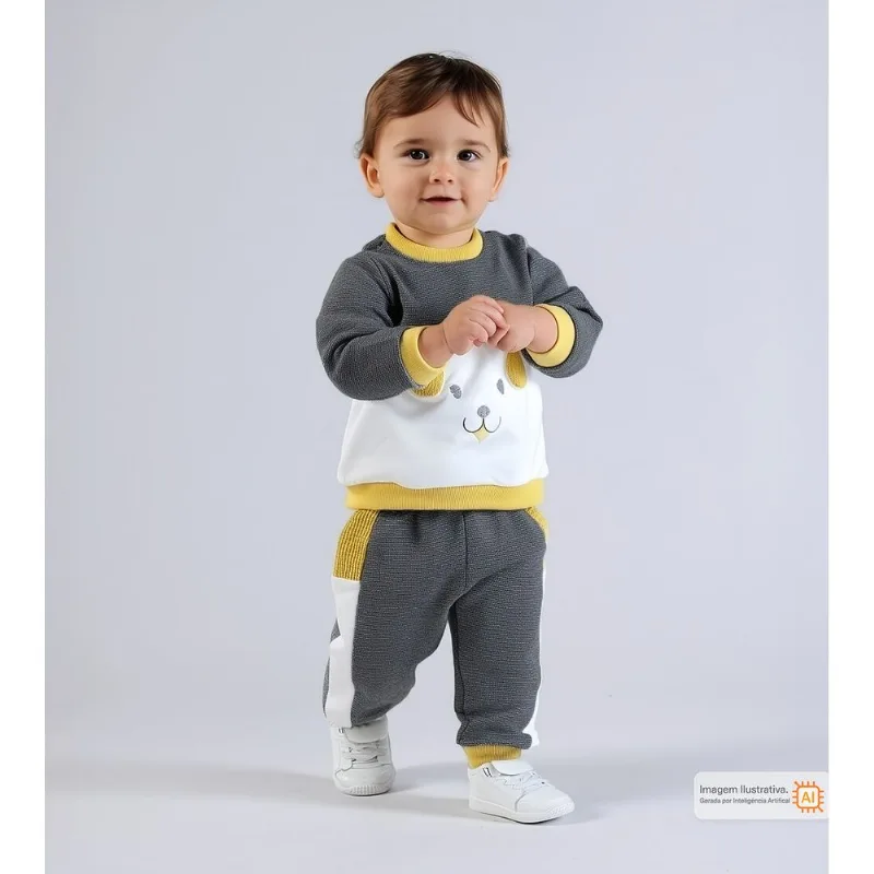 Conjunto Moletinho Cachorrinho Cinza - 2