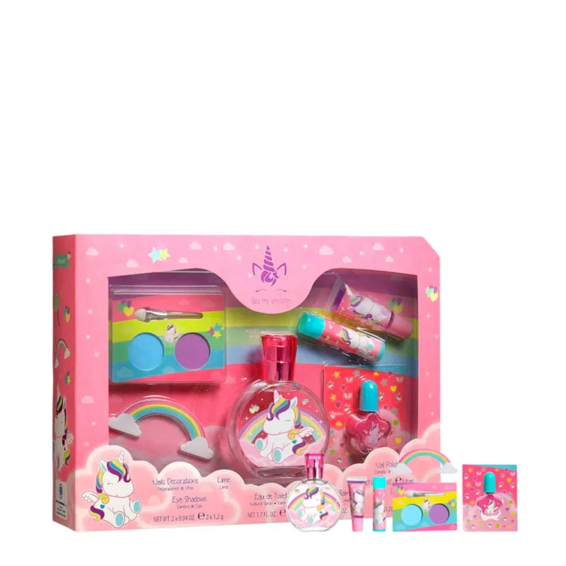 Kit Eau My Unicorn Feminino - Eau de Toilette + Esmalte + Lip Balm + Lip Gloss + Sombras - Eau My Unicorn - Perfume