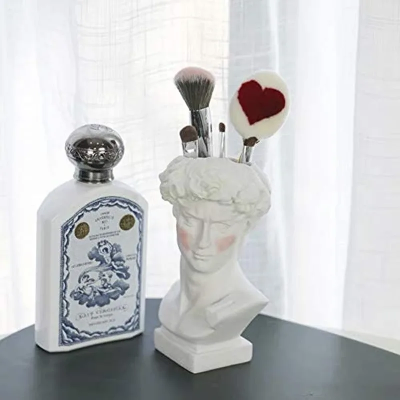 Lemonadeus Unique David Sculpture Decor Makeup Brush Holder Storage Cosmetic Organizer Make Up Brushes Display/Vase/Penholder