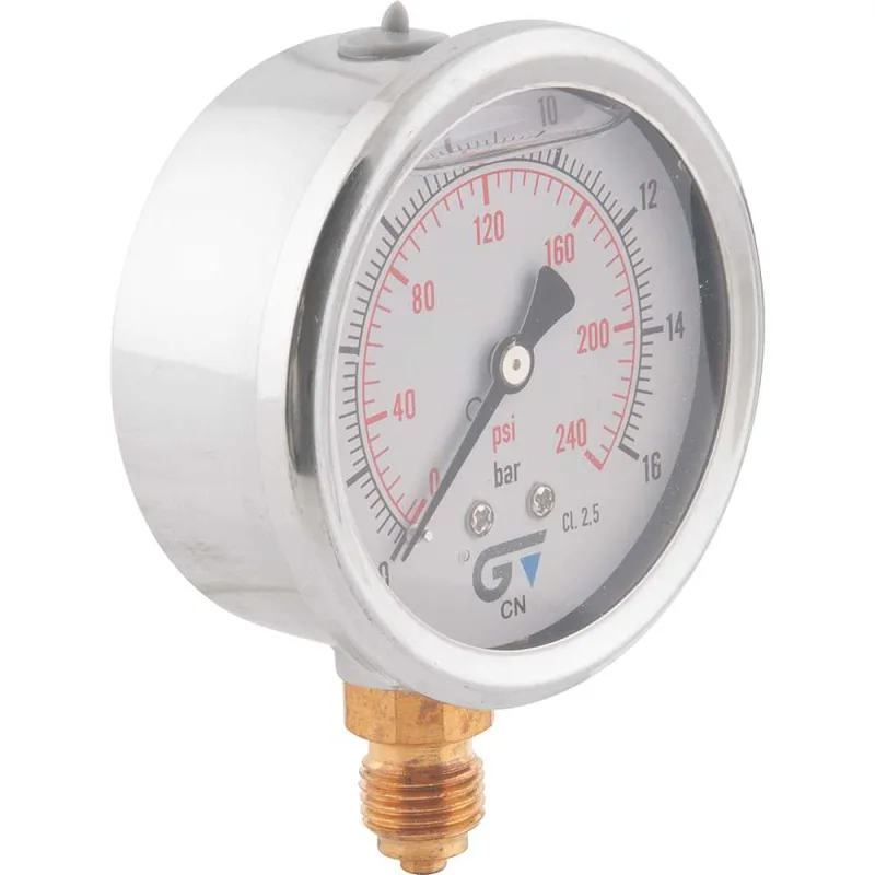 Manômetro Vertical 1/4 BSP 240PSI 63mm Aço Inox 3822 016 - Genebre - GENEBRE