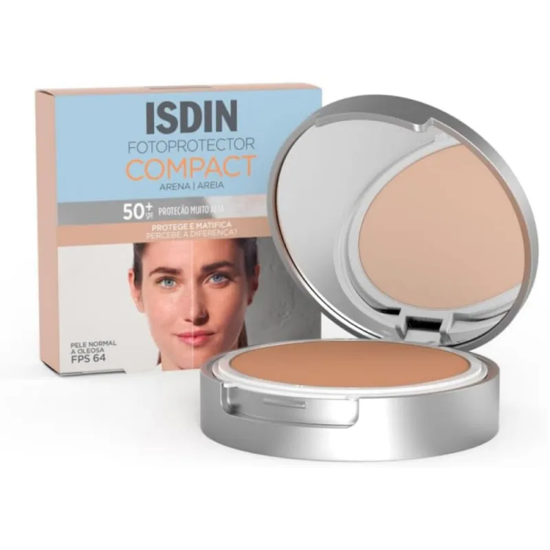 Protetor Solar Facial ISDIN Compact FPS50+ Pó Compacto Cor Areia 10g - Isdin - Dermo E Beleza