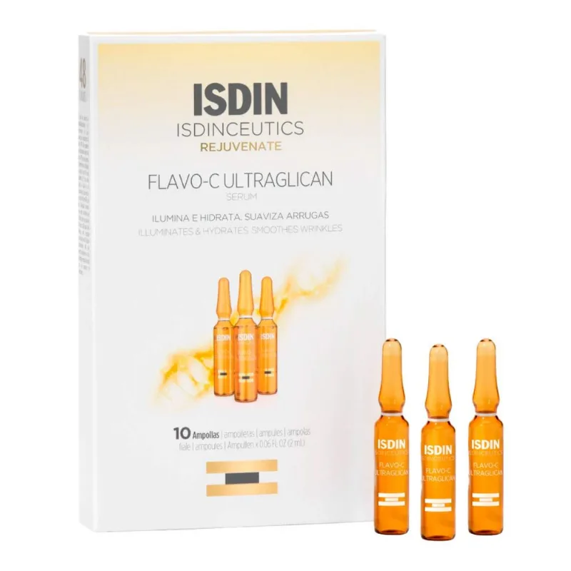 Kit Sérum Antioxidante Diurno com vitamina C Isdinceutics Flavo-C Ultraglican 10 Unidades