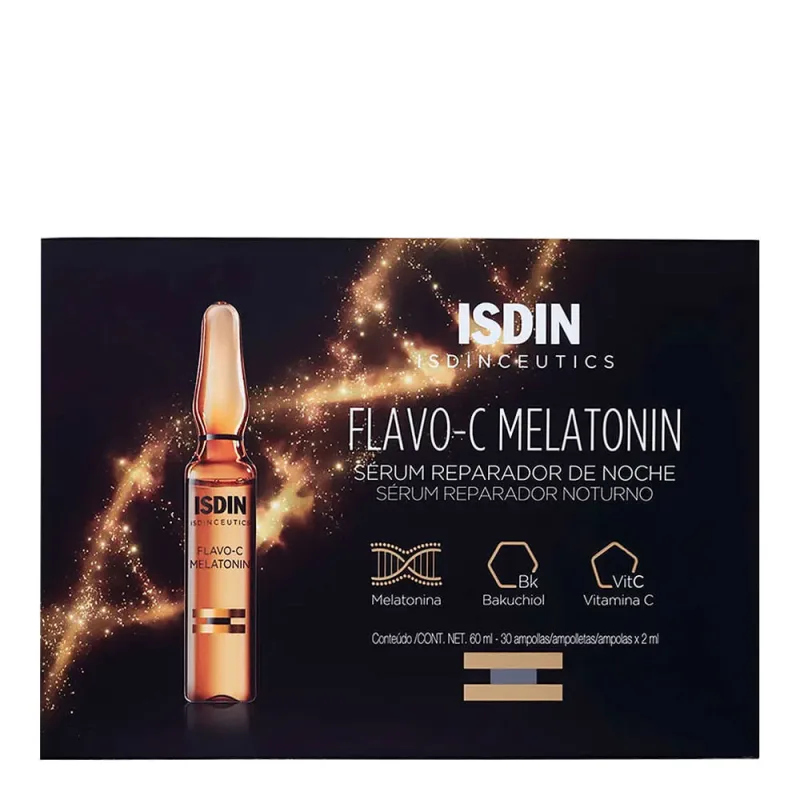 Kit Sérum Reparador Isdin Isdinceutics Flavo-C Melatonin Noturno 2ml 30 Unidades - Isdin - Dermocosméticos