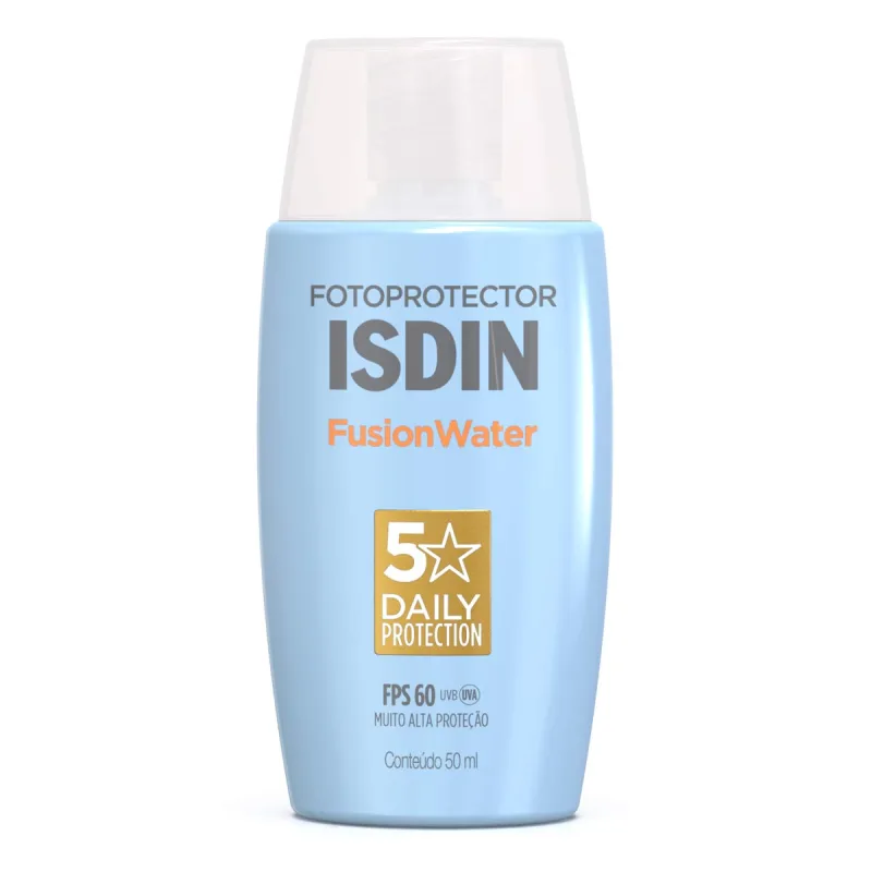 Protetor Solar Facial ISDIN FPS 60 Fusion Water 5 Stars Sem Cor 50ml - ISDIN - Dermocosméticos