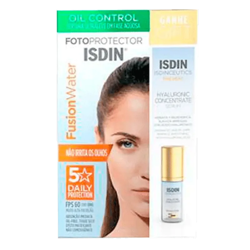 Kit Protetor Solar ISDIN Fusion Water FPS60 50ml + Hyaluronic Concentrate 5ml
