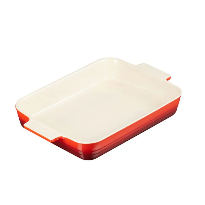 Travessa retangular em cerâmica Le Creuset Heritage 32cm vermelha