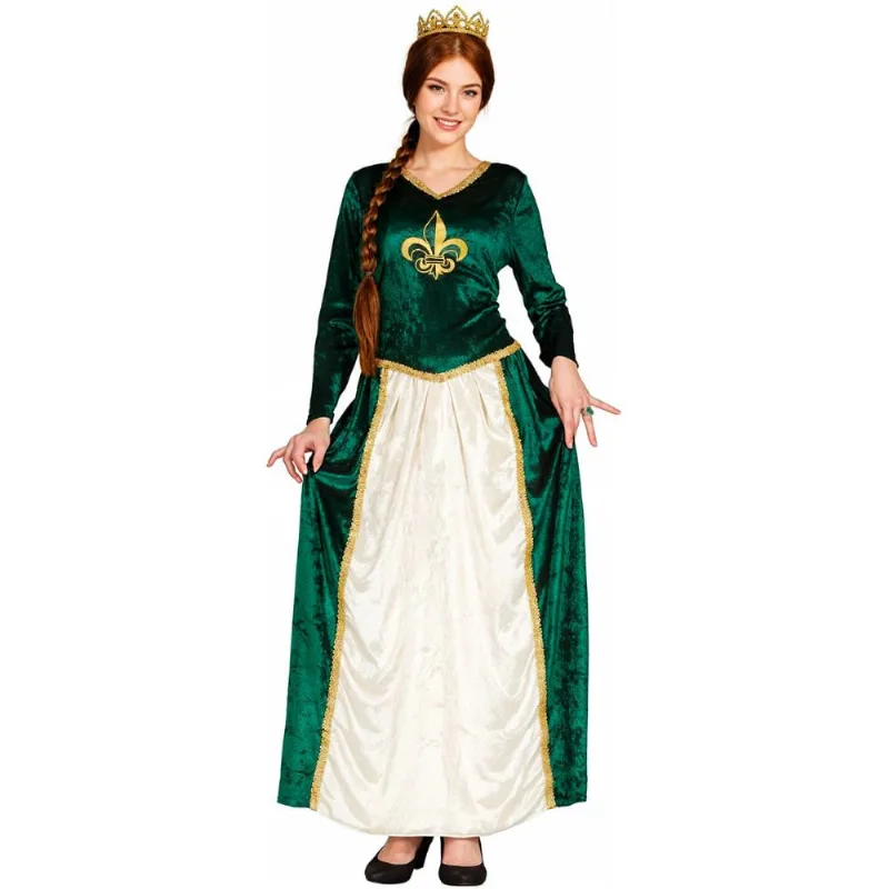 Fantasia Fiona Adulta Feminina Vestido Princesa Medieval Longo de Luxo unico / Verde