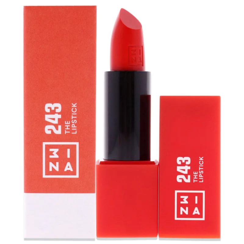 Batom 3INA 243 Shiny Coral Red para mulheres 3,2 ml