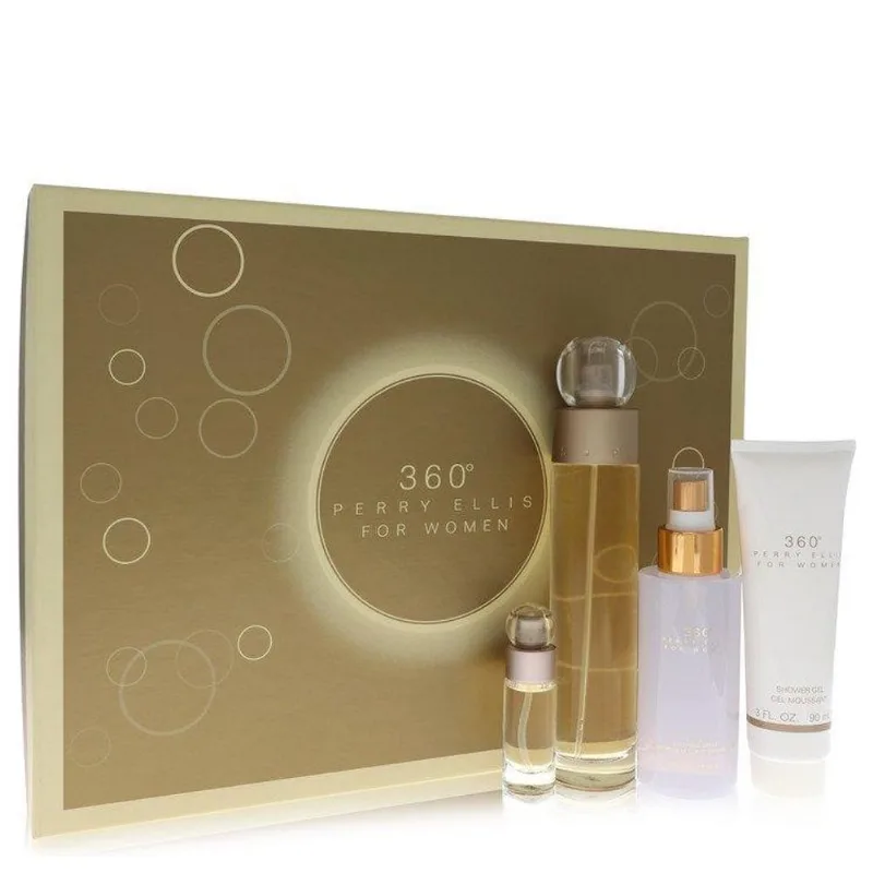 Perfume Feminino Perry Ellis 100 ML Eau De Toilette Spray +118 Ml Loção corporal + 90 ML Gel de banho + 7,5Ml Mini Edt Spray Perfume Feminino Perry Ellis 100 ML Eau De Toilette Spray +1