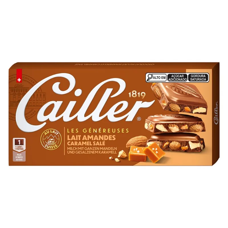 Chocolate Suíço ao Leite Cailler com Caramelo Salgado e Amêndoas 200g