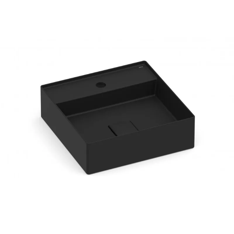 Cuba de Apoio Quadrada Com Mesa Terra T9 Matte Black Roca 40x40cm