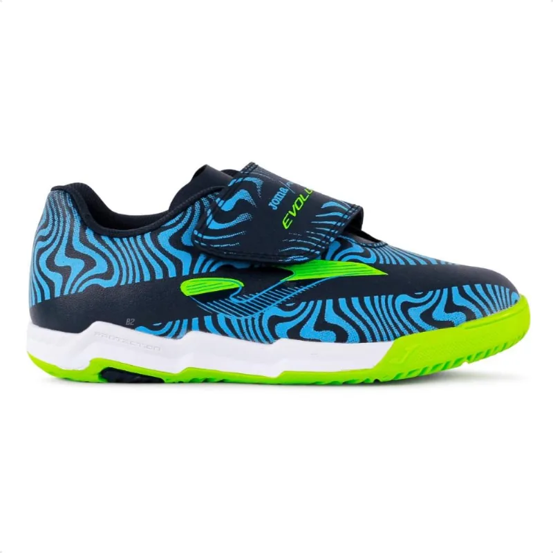 Chuteira Futsal Joma Evolution Infantil 26 / Azul / Verde
