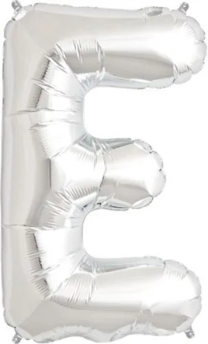 LETTER E SILVER HELIUM FOIL BALLOON 34 INCH - NORTHSTAR BALLOONS