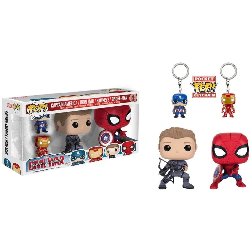 Funko Pop - Civil War - Captain America/ Iron Man/ Hawkeye/ Spider-Man 4 Pack