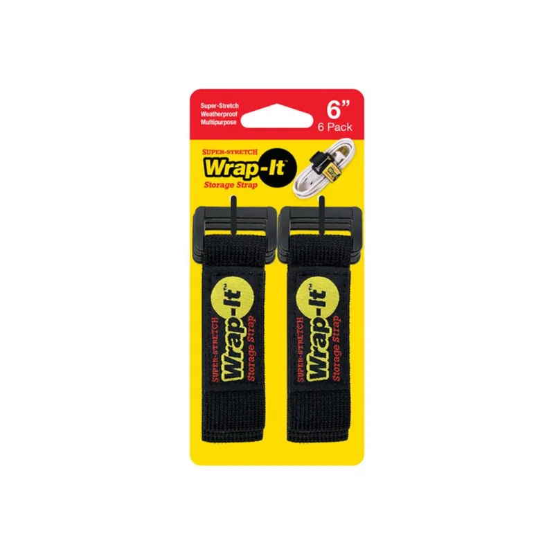 Alças Elásticas De Armazenamento Wrap-it Super-stretch, 1 X 6 Cm, Pretas, Pacote Com 6
