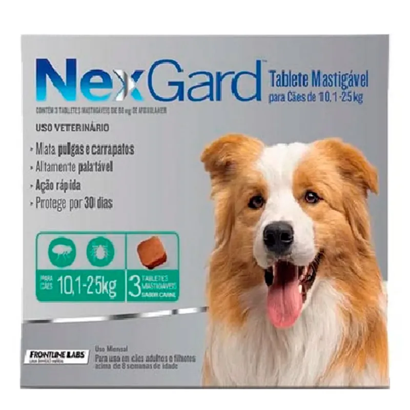NexGard 68 mg - Cães de 10,1 a 25 Kg - 3 tabletes