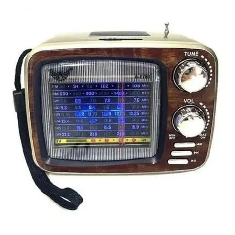 Radio Retrô Fm Bluetooth Portátil Recarregável Usb Sd Card