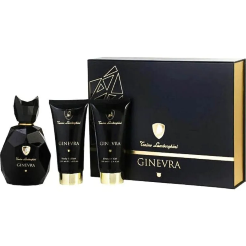 Kit Ginevra Black Tonino Lamborghini Feminino EDP 100ml Loção e Gel de banho
