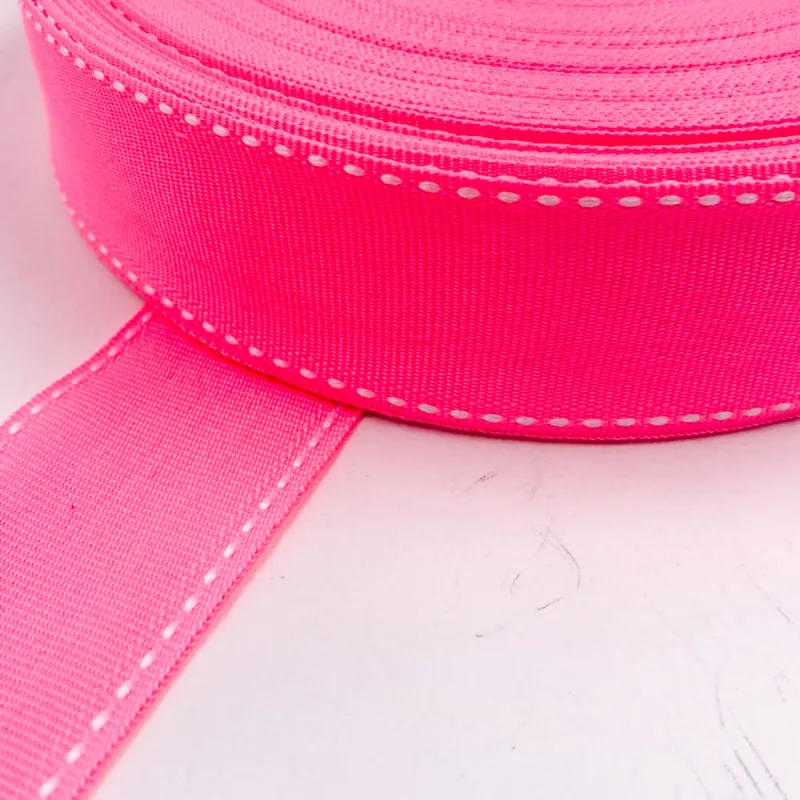 Fita Pespontada 38MM em Poliester com 50 Metros 206 - Rosa Chiclete
