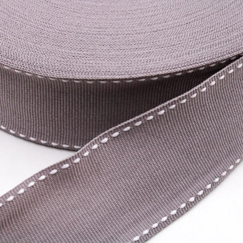 Fita Pespontada 38MM em Poliester com 50 Metros 235 - Prata